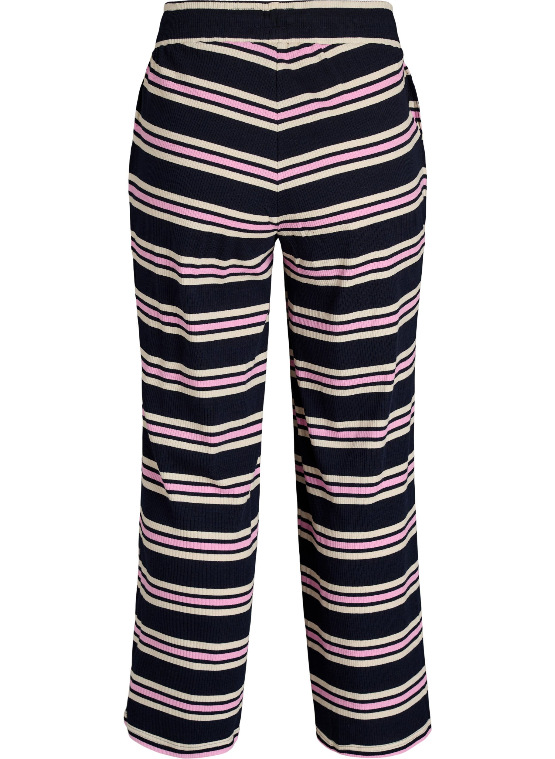 ZizziGestreepte pyjamabroek met wijde pijpen, Blauw, Packshot image number 1