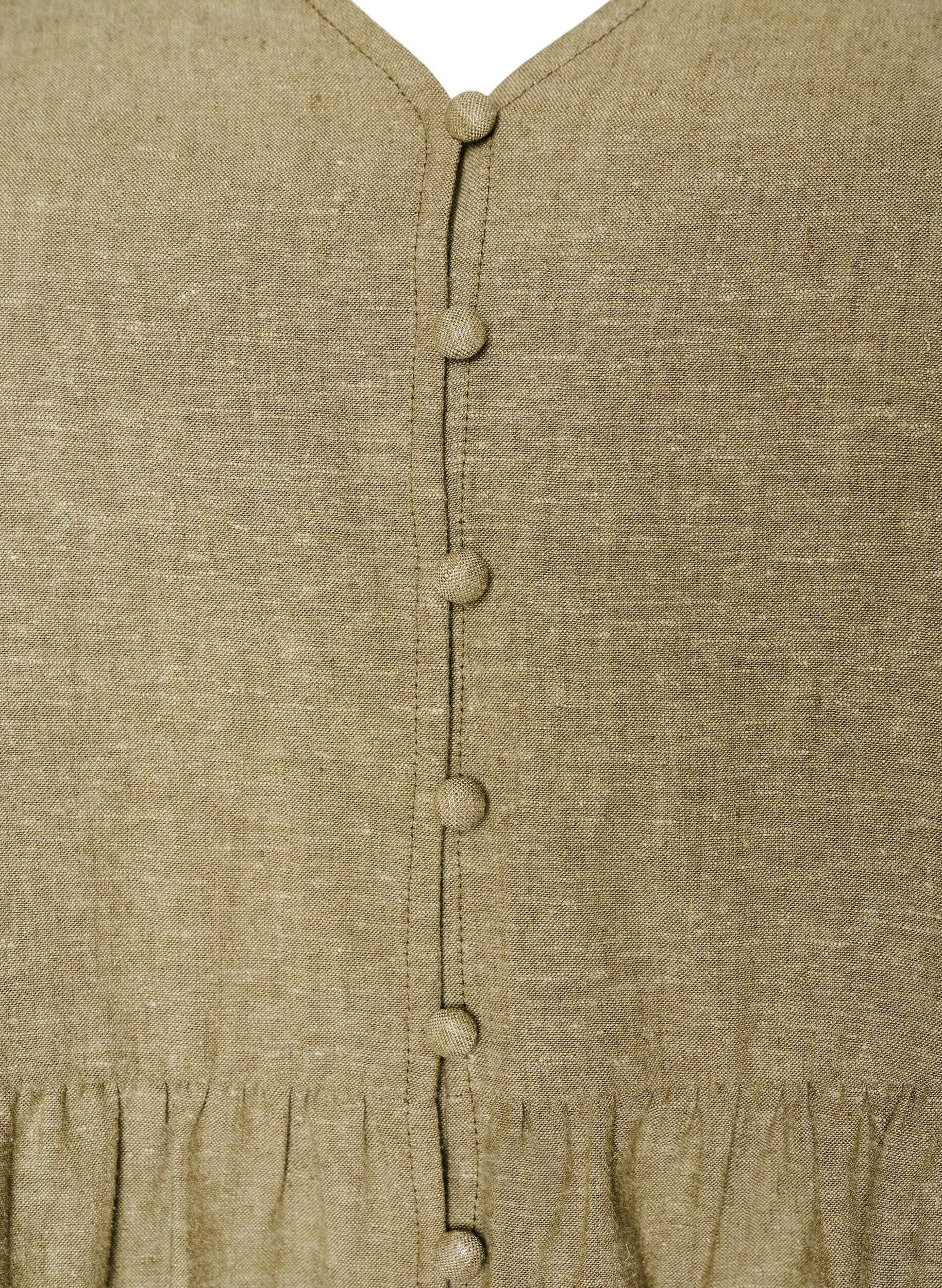 ZizziBlouse in linnen en viscose met een V-hals en knoopsluiting, Groen, Packshot image number 2