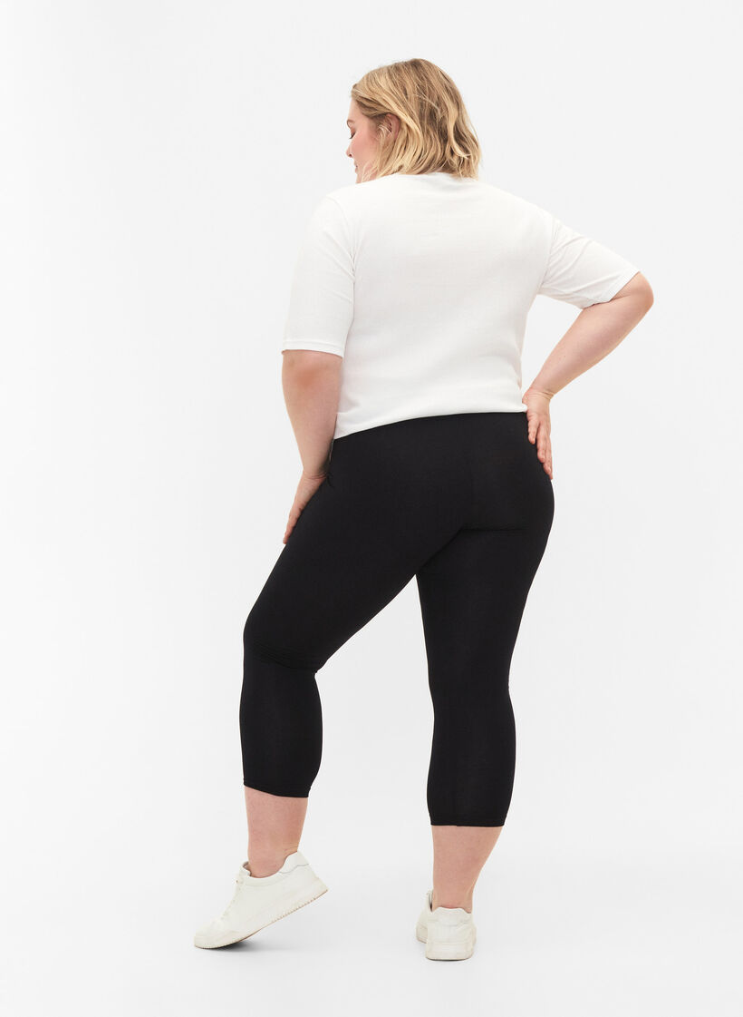 Basic 3/4 legging in viscose, Zwart, Model image number 2