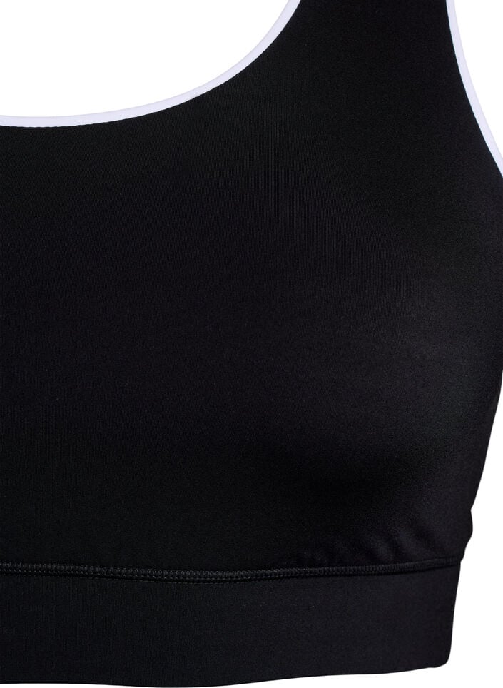 Racerback sport-bh met contrasterende biezen, Black w. Piping, Packshot
