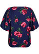 Blouse met rozenprint en korte ballonnenmouwen, Blauw, Packshot image number 1