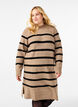 Gebreide jurk met lange mouwen en strepen, Desert Taupe Comb, Model image number 0