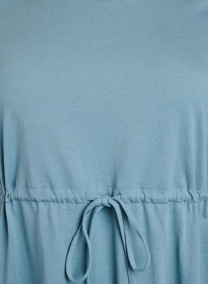 FLASH - Korte T-shirtjurk met strikceintuur, Blauw, Packshot image number 2