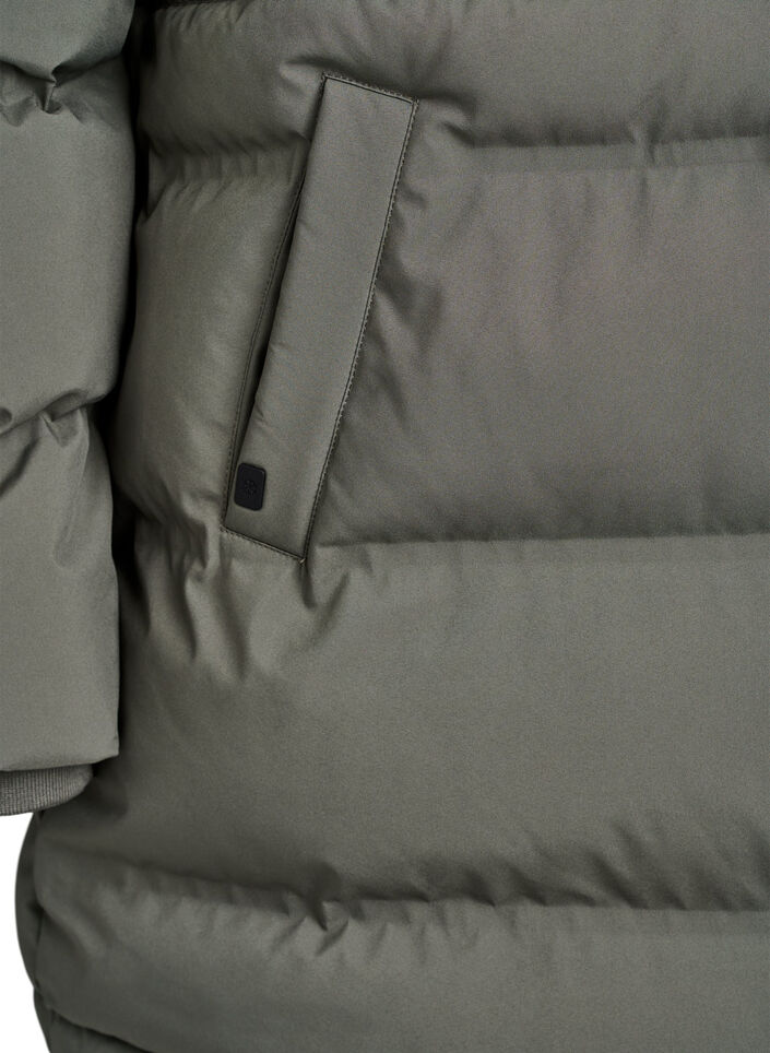Halflange pufferjas met verstelbare taille, Grijs, Packshot image number 3