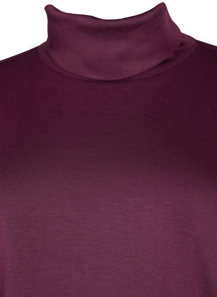 Blouse met turtleneck in modalmix, Donker Bordeaux, Packshot image number 2