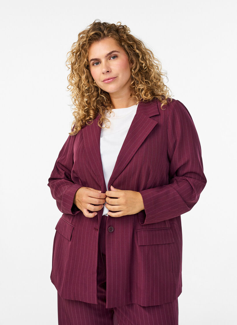 Blazer met zakken en splitjes, Rood, Model image number 0
