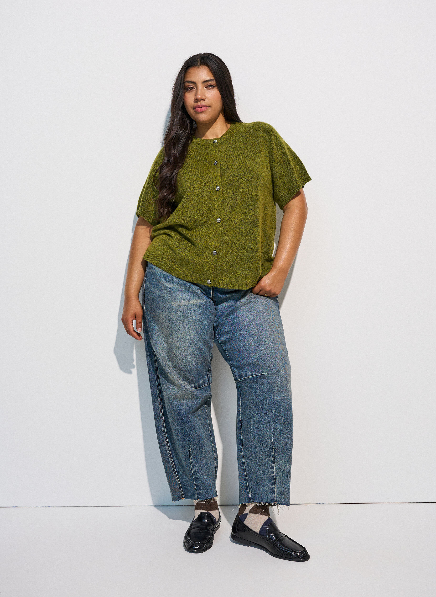 ZizziGebreid vest met korte mouwen, Groen, Model image number 1