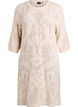 Robe en maille avec motif ajour&eacute; et manches 3/4, Beige, Packshot image number 0