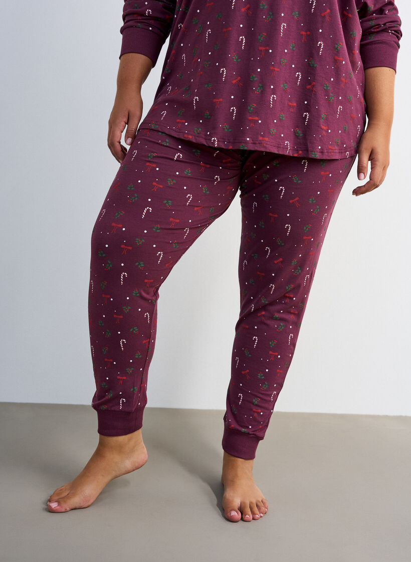 Bedrukte pyjamabroek, Donker Bordeaux, Model image number 2