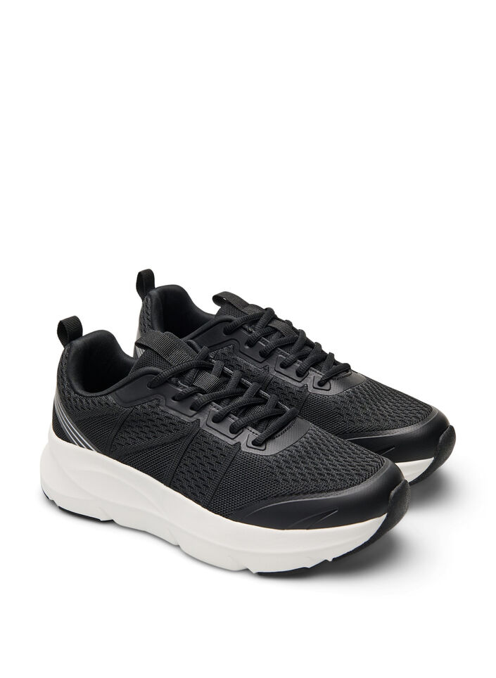 Wide fit - Comfort sneakers met schokabsorberende zool, Black, Packshot
