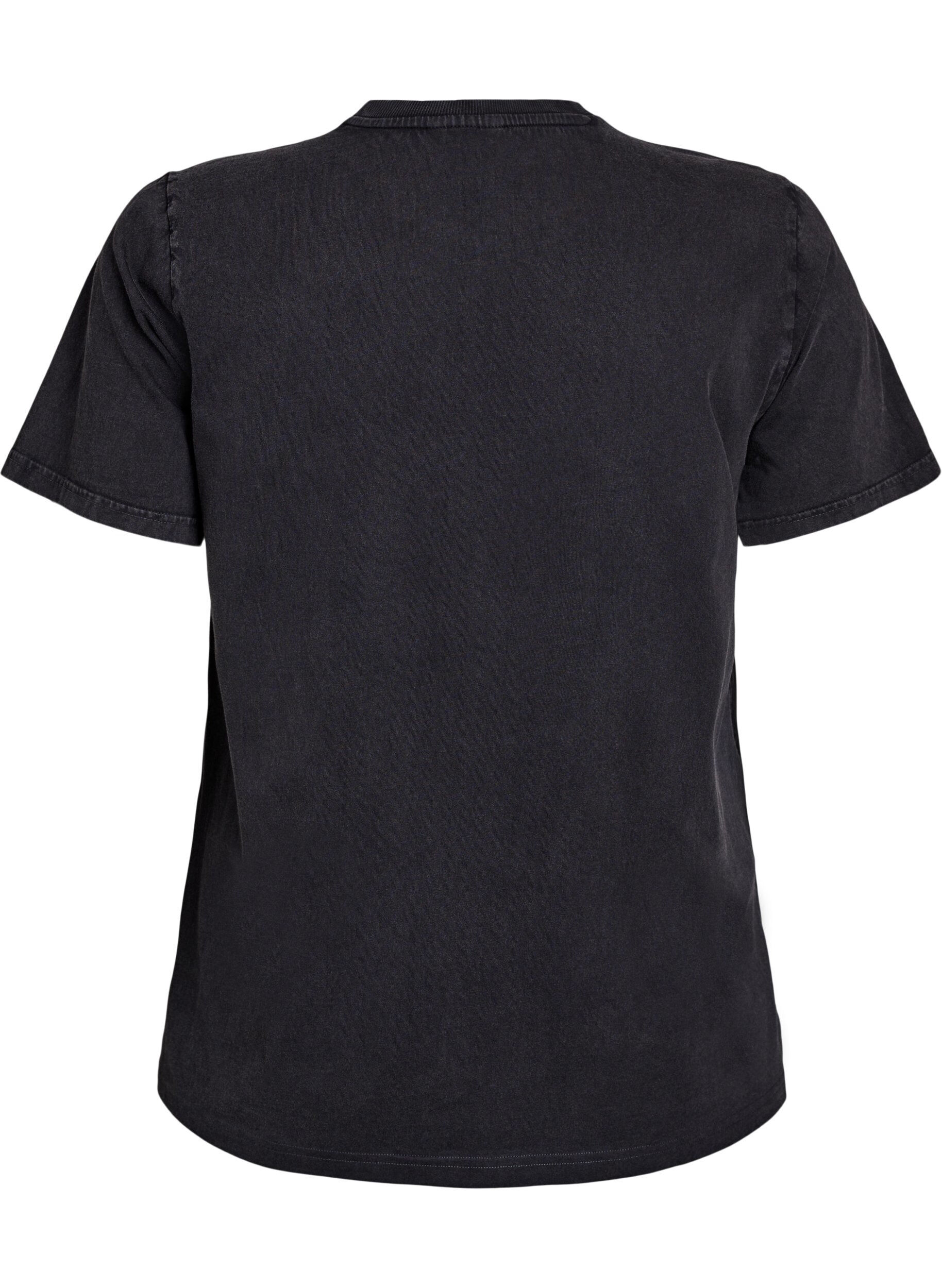 ZizziT-shirt van biologisch katoen met statementprint, Grijs, Packshot image number 1