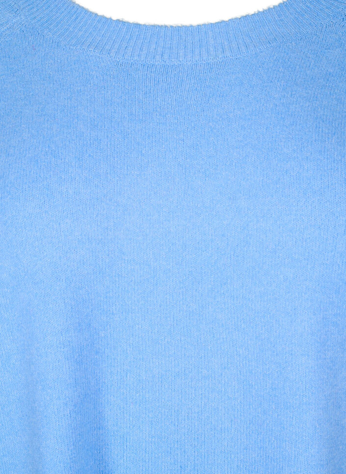 Lange gebreide blouse met knoopdetail aan de zijkant, Della R. Blue Mel., Packshot