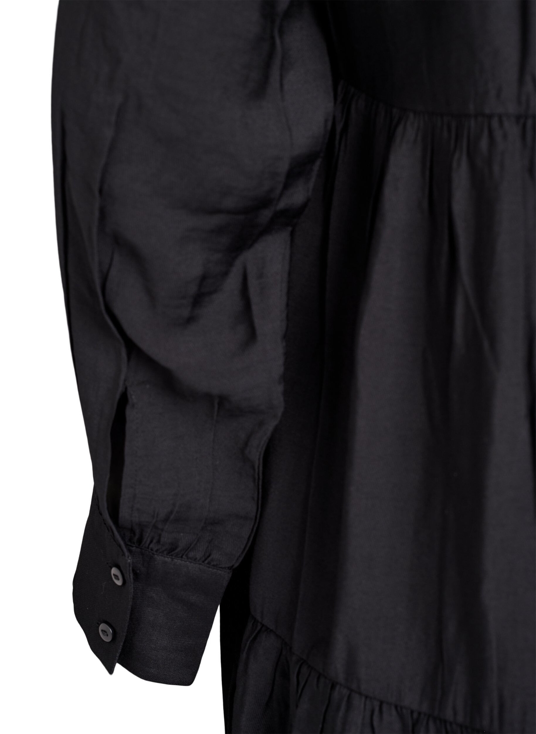 ZizziA-lijn jurk met ruchekraag, Zwart, Packshot image number 3