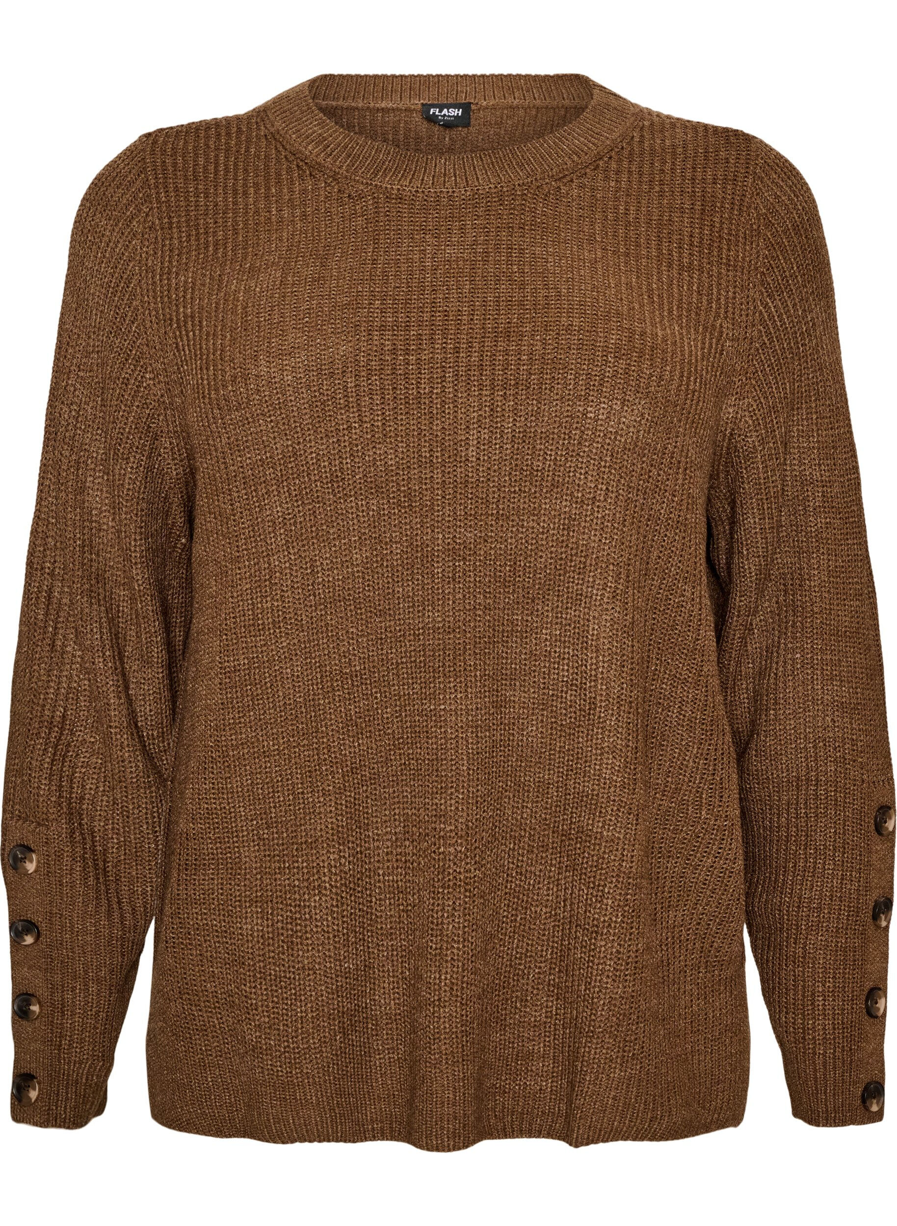 Gebreide blouse met ribstructuur en knoopdetails