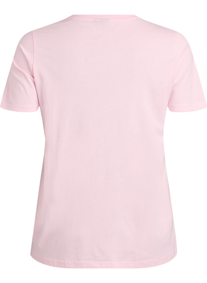 Katoenen T-shirt met decoratief detail vooraan, Roze, Packshot image number 1
