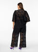 Kanten broek met hoge taille en zakken, Zwart, Model image number 1
