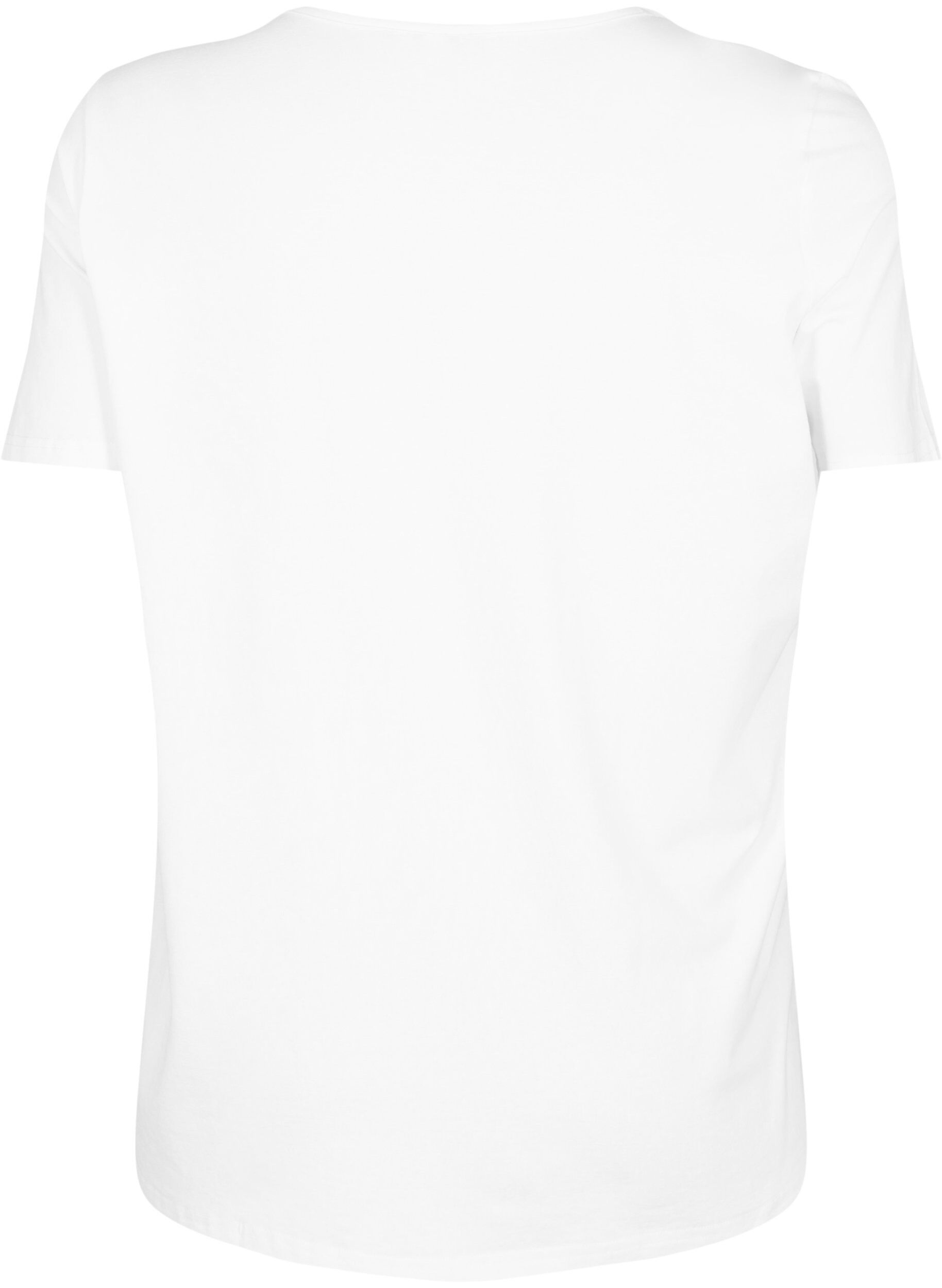 ZizziT-shirt met v-hals en kruisdetail, Warm Off-white, Packshot image number 1