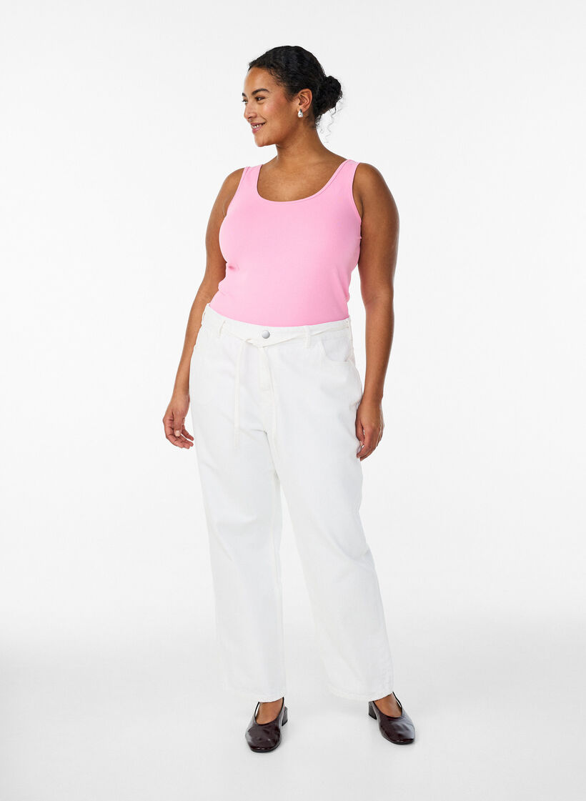 Effen basic top in katoen, Roze, Model image number 1