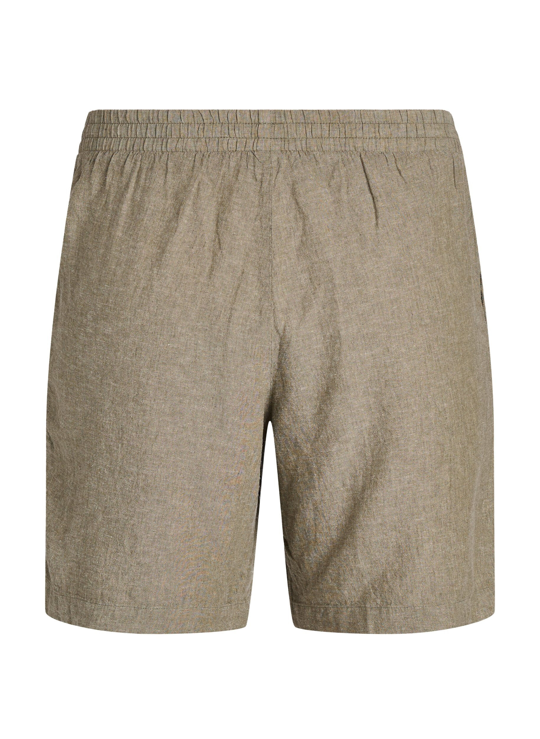 ZizziShorts met hoge taille in linnen en viscose, Groen, Packshot image number 1