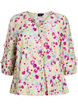 Blouse met ruches en bloemenprint, Vanille, Packshot image number 0