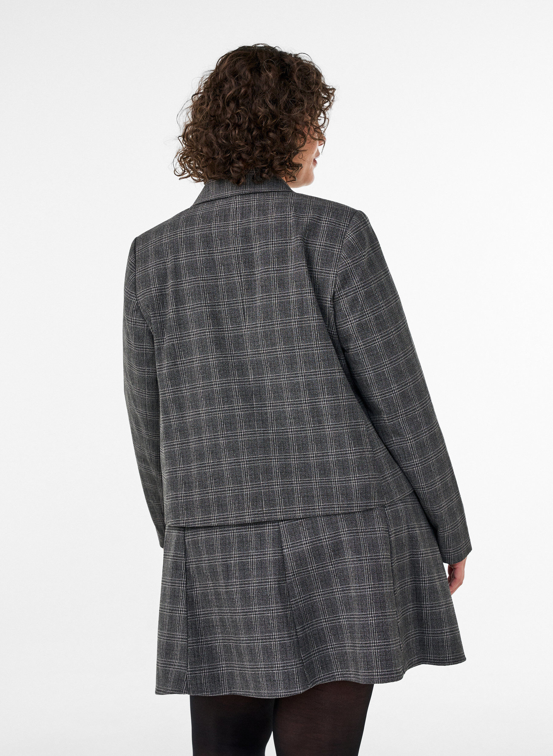 ZizziKorte blazer met een geruit patroon, Grijs, Model image number 2
