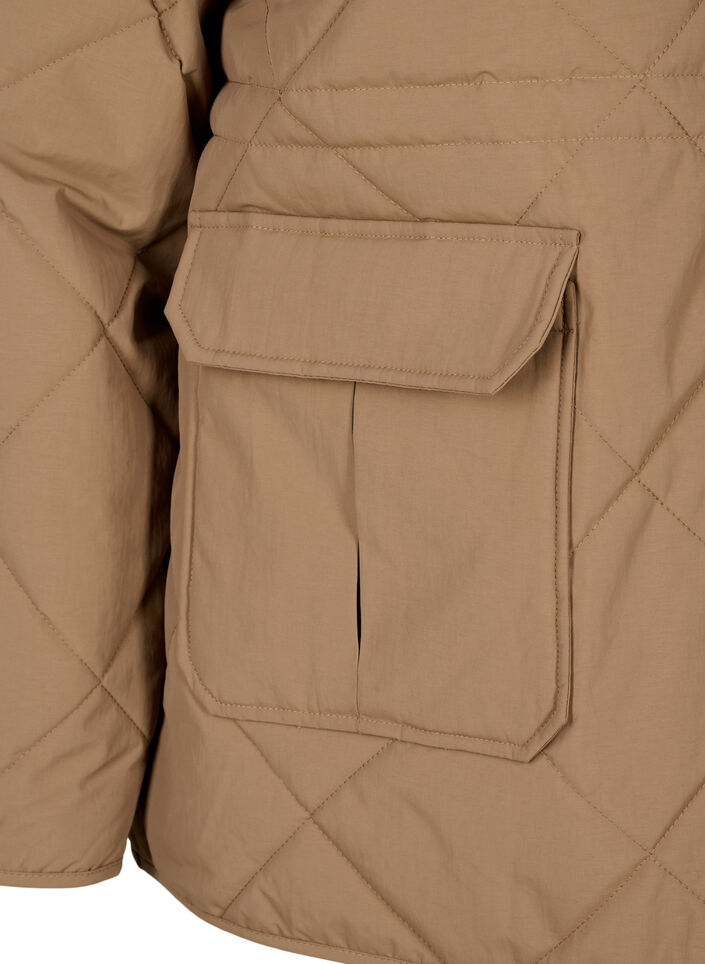 Quilted jas met kraag en zakken, Lead Gray, Packshot