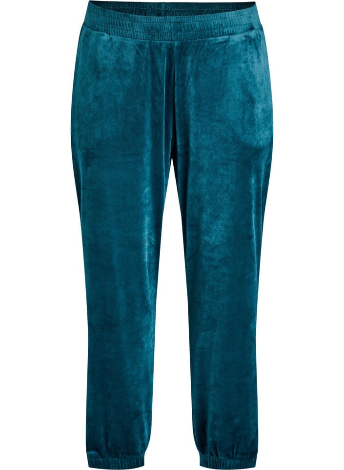 Losvallende fluwelen broek, Groen, Packshot image number 0
