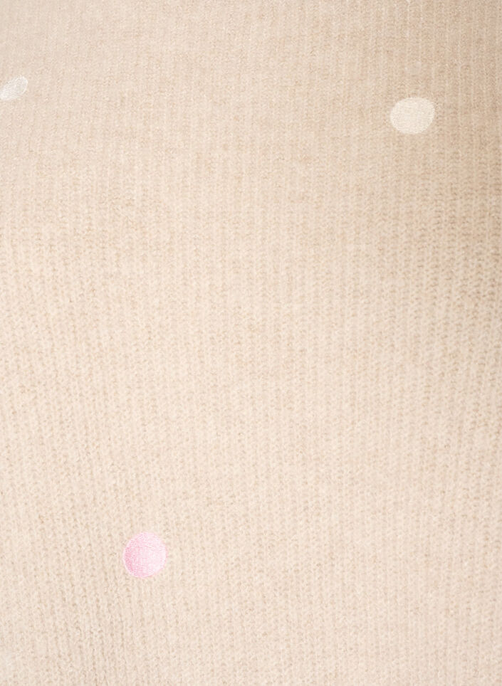 Gebreide blouse met kleine geborduurde motieven, Beige, Packshot image number 2