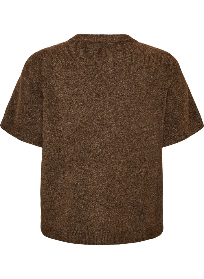 Gebreid vest met korte mouwen, Bruin, Packshot