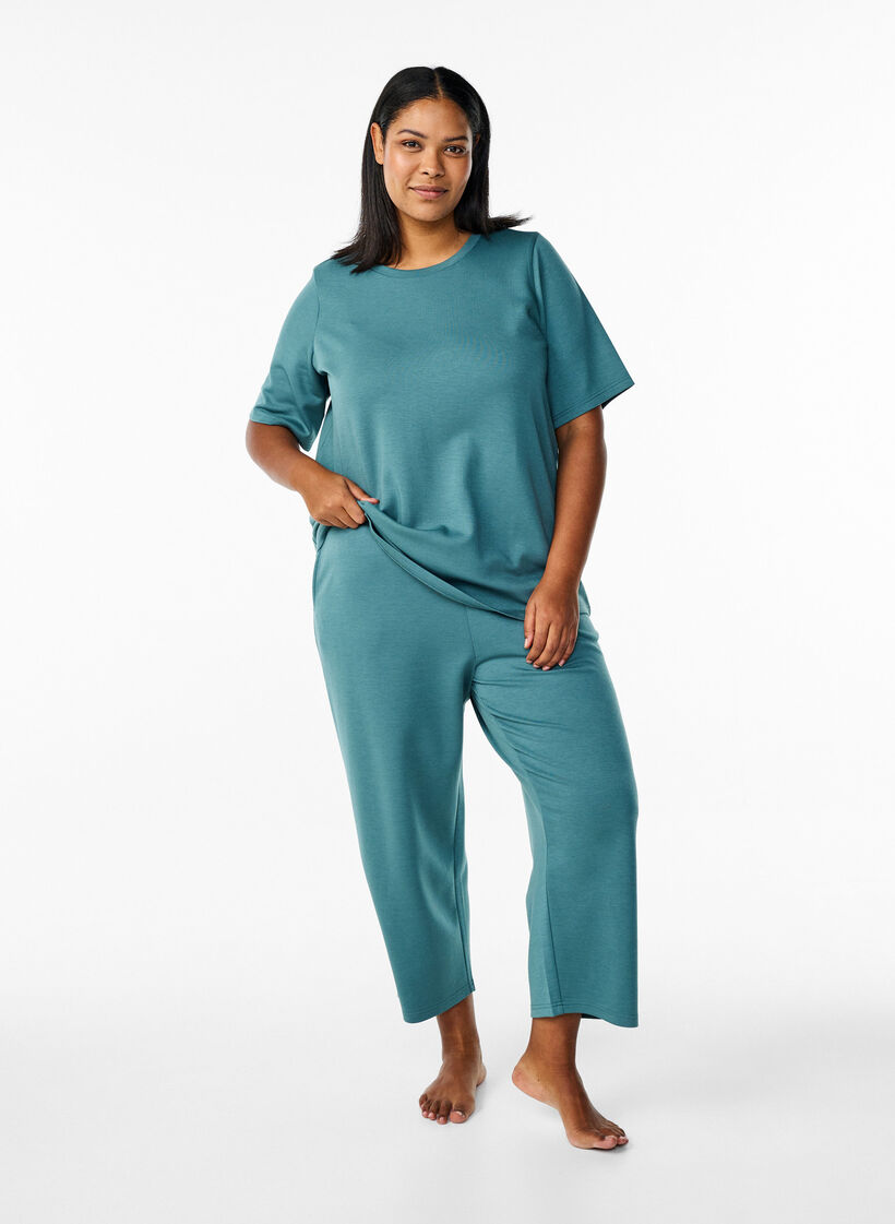 7/8 modal mix broek met zakken, Groen, Model image number 0