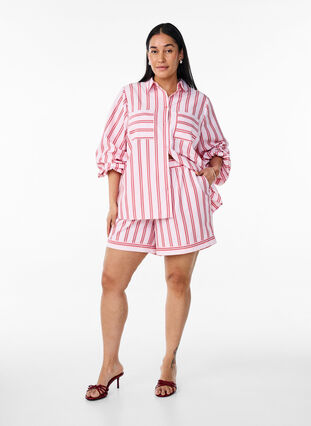 ZizziLos shirt met strepen en lange mouwen, Roze, Model image number 1