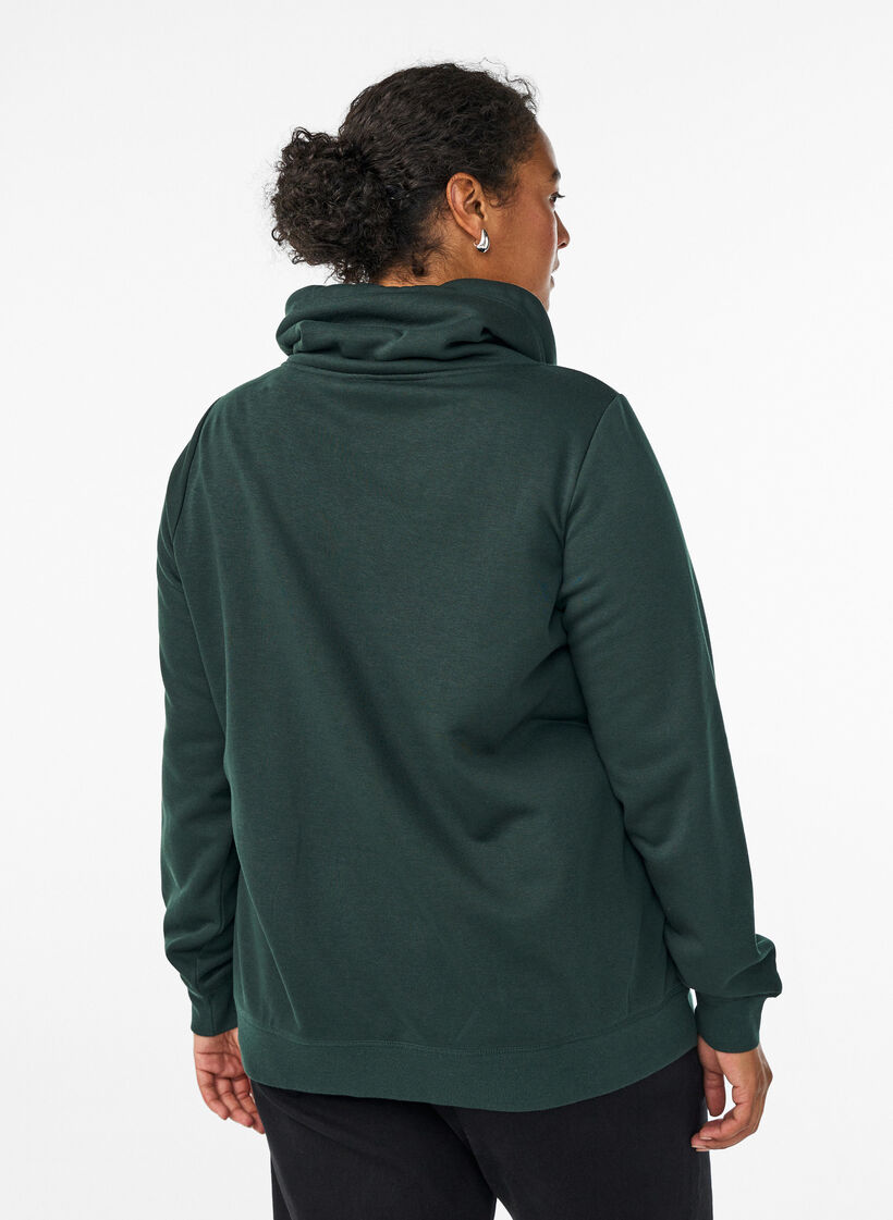 Sweatshirt met hoge kraag en zakken, Groen, Model image number 2
