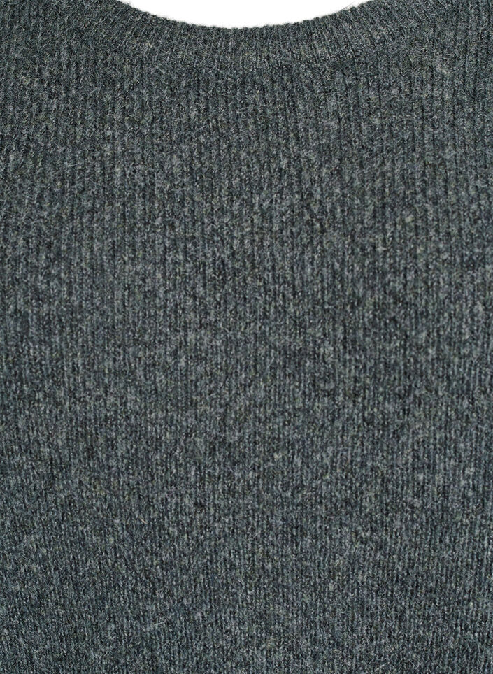 Gem&ecirc;leerde gebreide blouse met ronde hals, Groen, Packshot image number 2