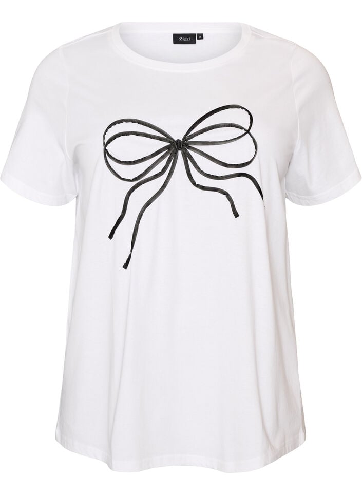T-shirt van biologisch katoen met decoratief motief, Wit, Packshot image number 0