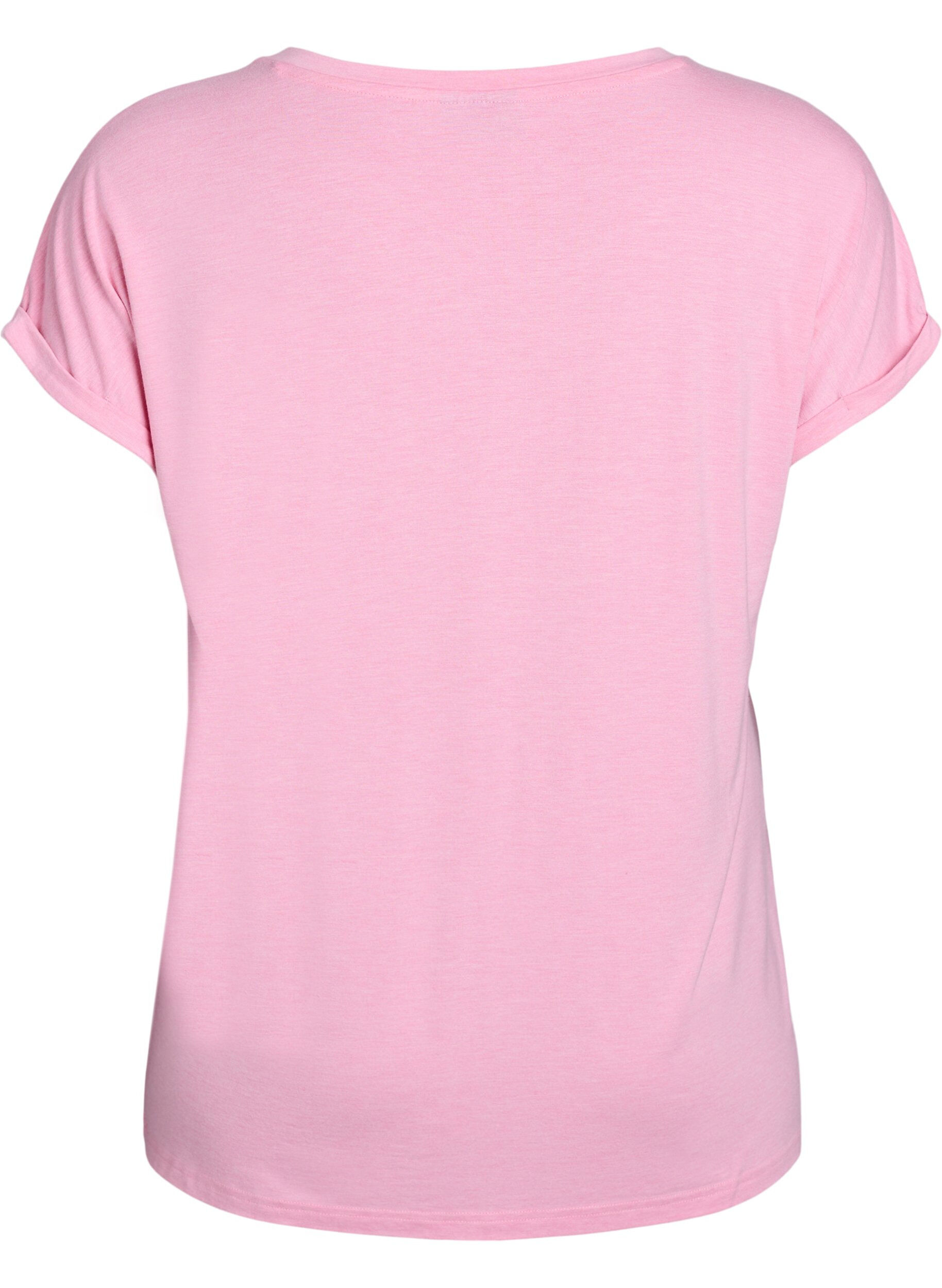 ZizziLos T-shirt met ronde hals, Roze, Packshot image number 1