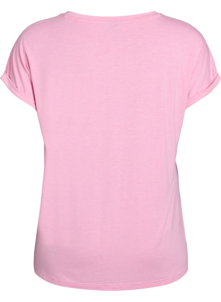 Los T-shirt met ronde hals, Roze, Packshot image number 1