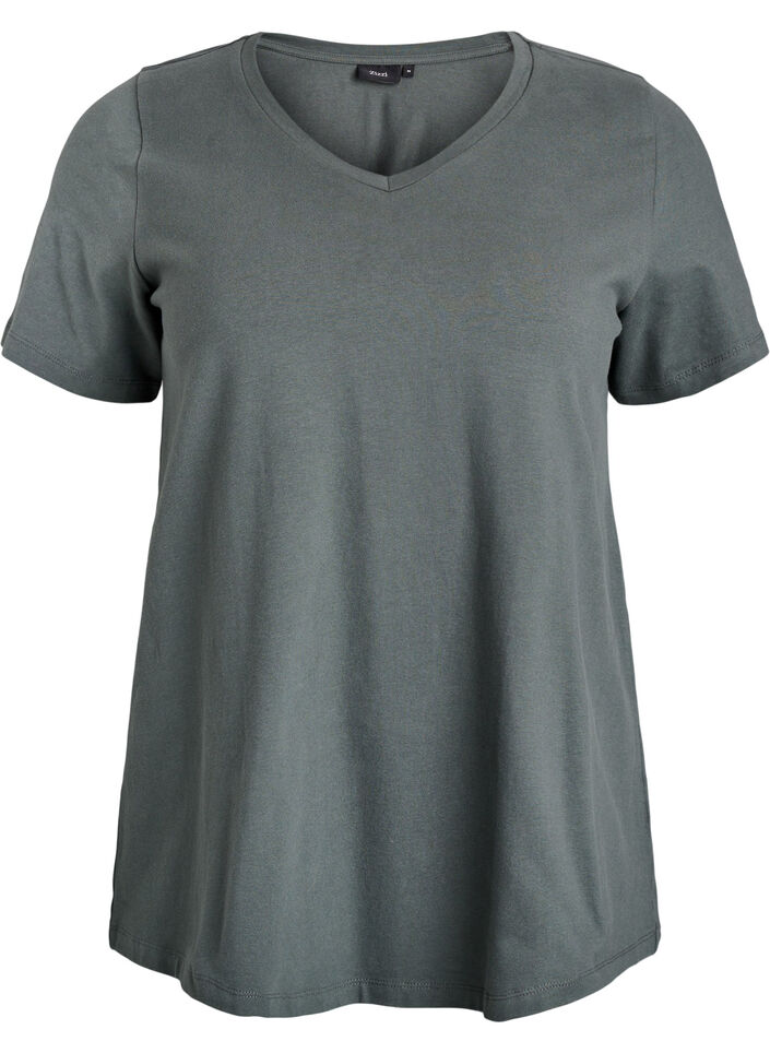 Effen basic katoenen T-shirt, Groen, Packshot image number 0