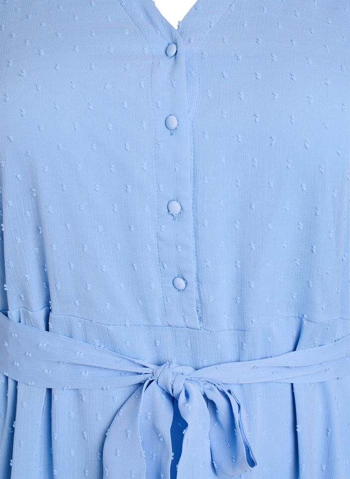 Midi jurk met V-hals en striksluiting, Blauw, Packshot image number 2