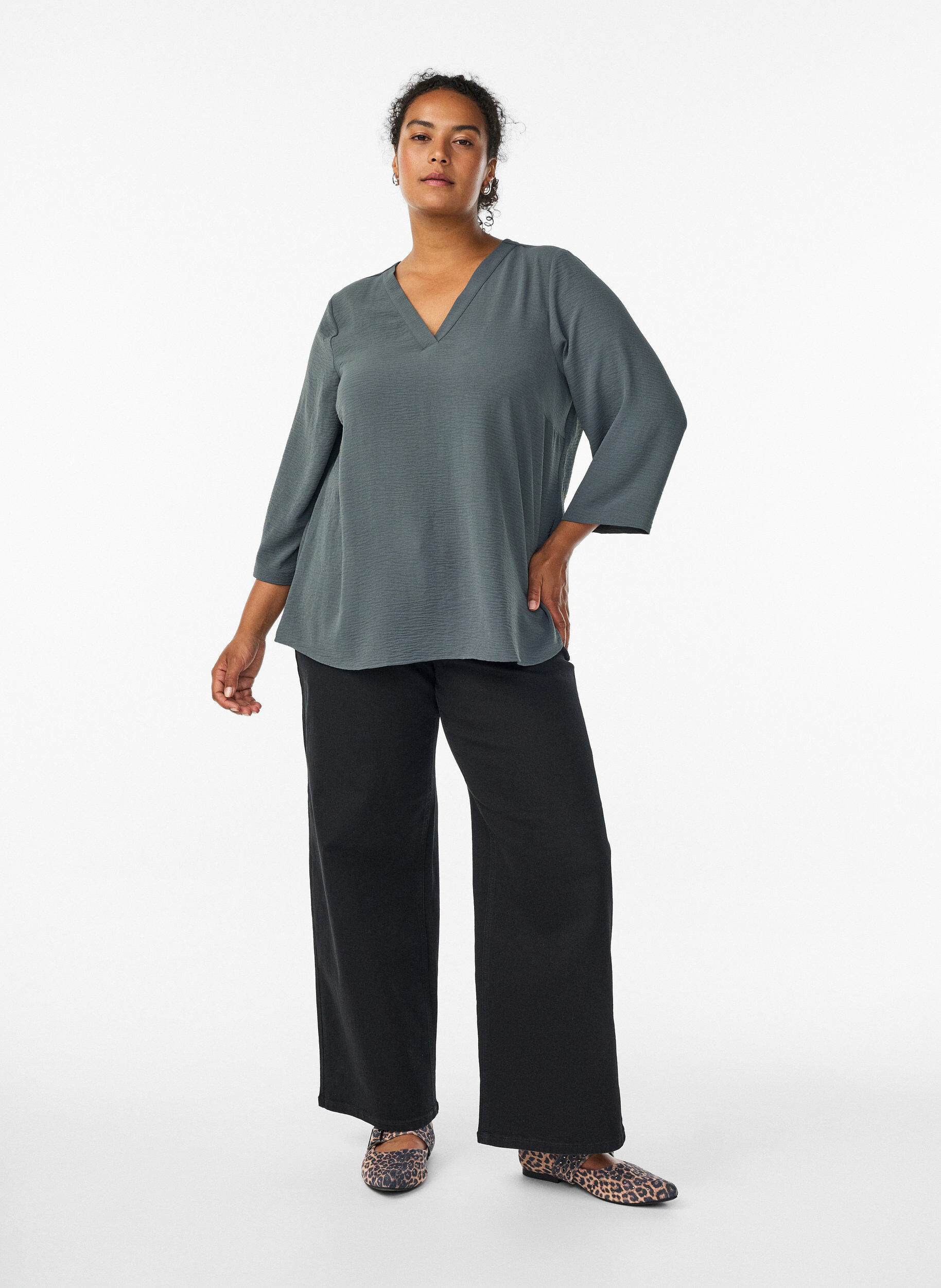 ZizziBlouse met 3/4 mouwen, Groen, Model image number 1