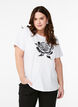 T-shirt in biologisch katoen met bloemenprint, B. White w. Rose, Model image number 0