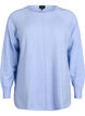 Gebreide blouse met ronde hals en gebreid patroon, Blauw, Packshot image number 0