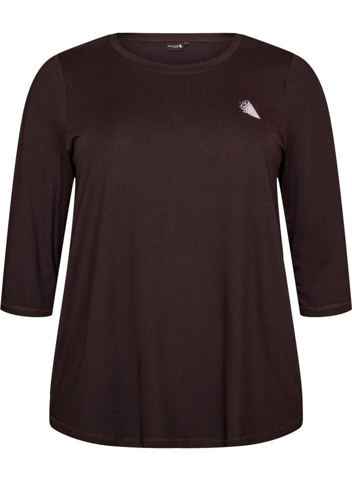 Sporttop met 3/4 mouwen, Brown, Packshot image number 0