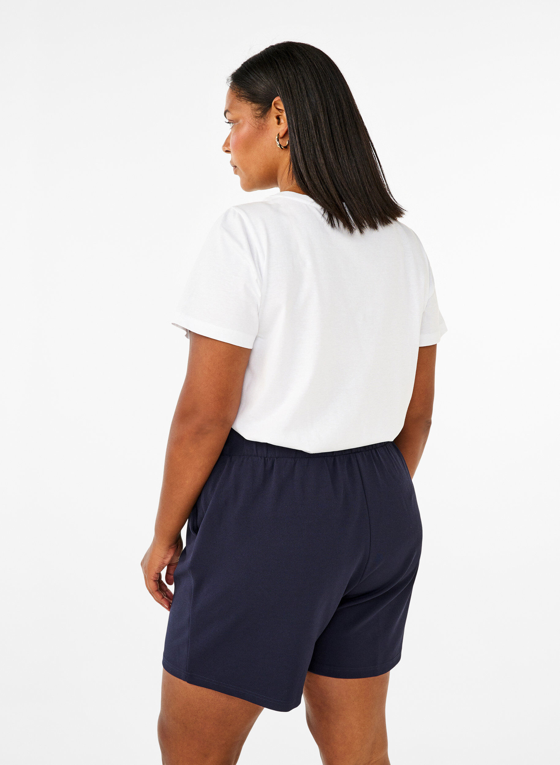 ZizziKorte broek met zakken en losse pasvorm, Blauw, Model image number 2