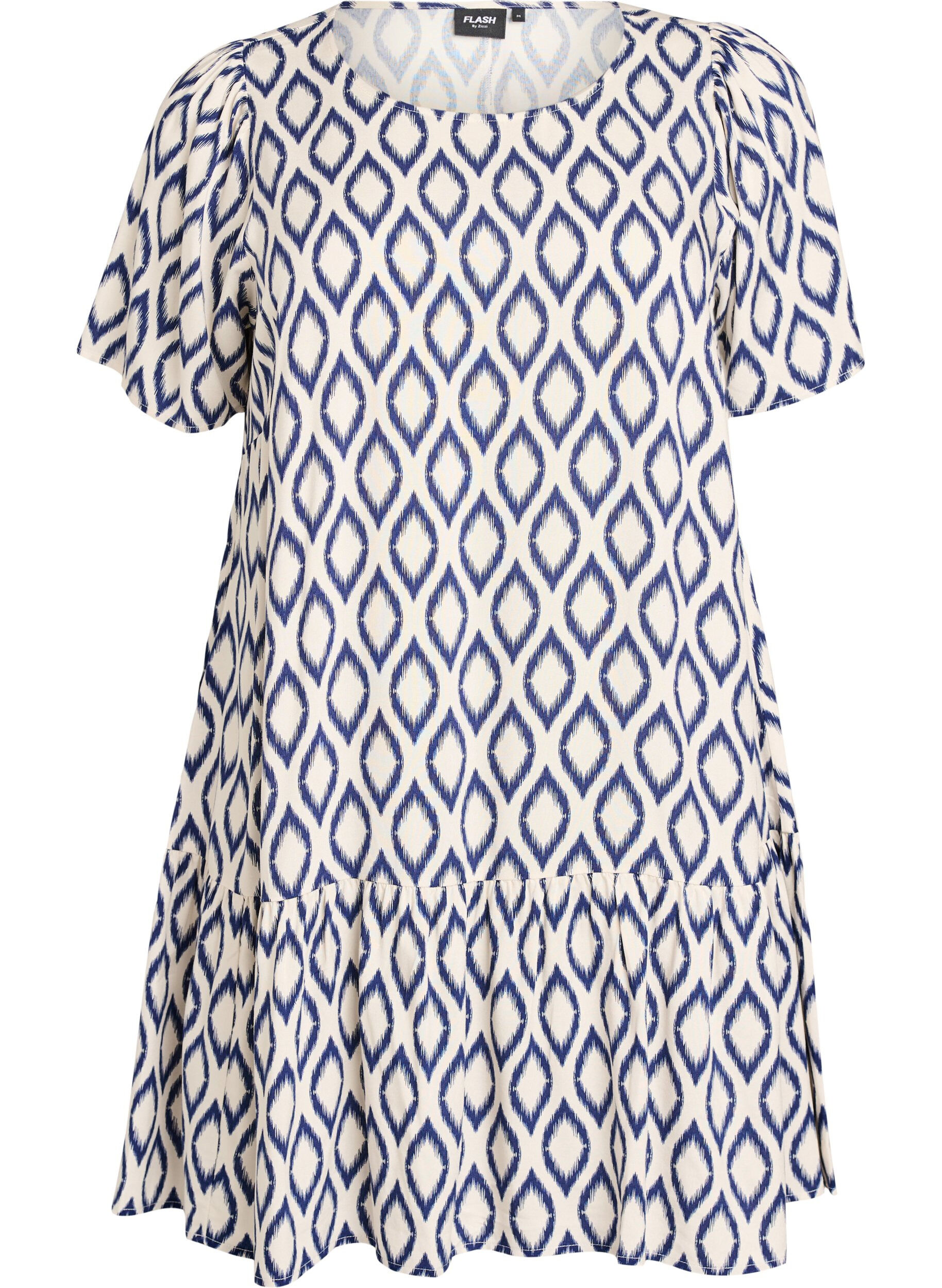 ZizziViscose jurk met snijlijn, Blauw, Packshot image number 0