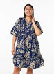 Korte viscose jurk met kanten afwerking en een A-lijn snit, Blauw, Model image number 0