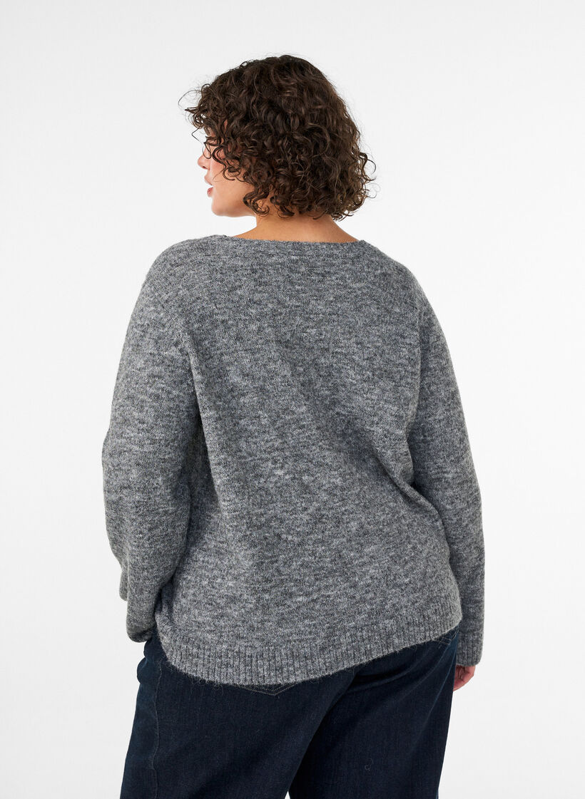 Jumper met ronde hals en losse pasvorm, Grijs, Model image number 2