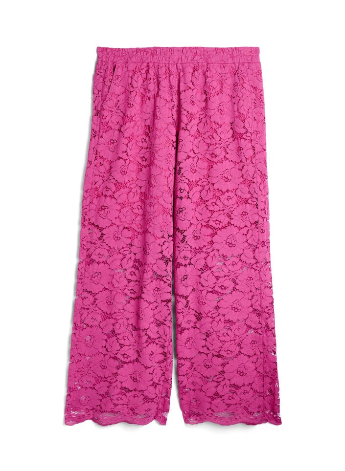 Kanten broek met hoge taille en zakken, Purple Orchid, Packshot