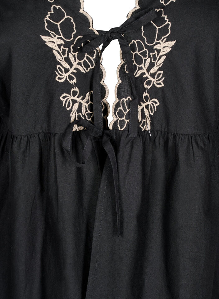 Blouse met open voorkant en geborduurde details, Zwart, Packshot image number 2