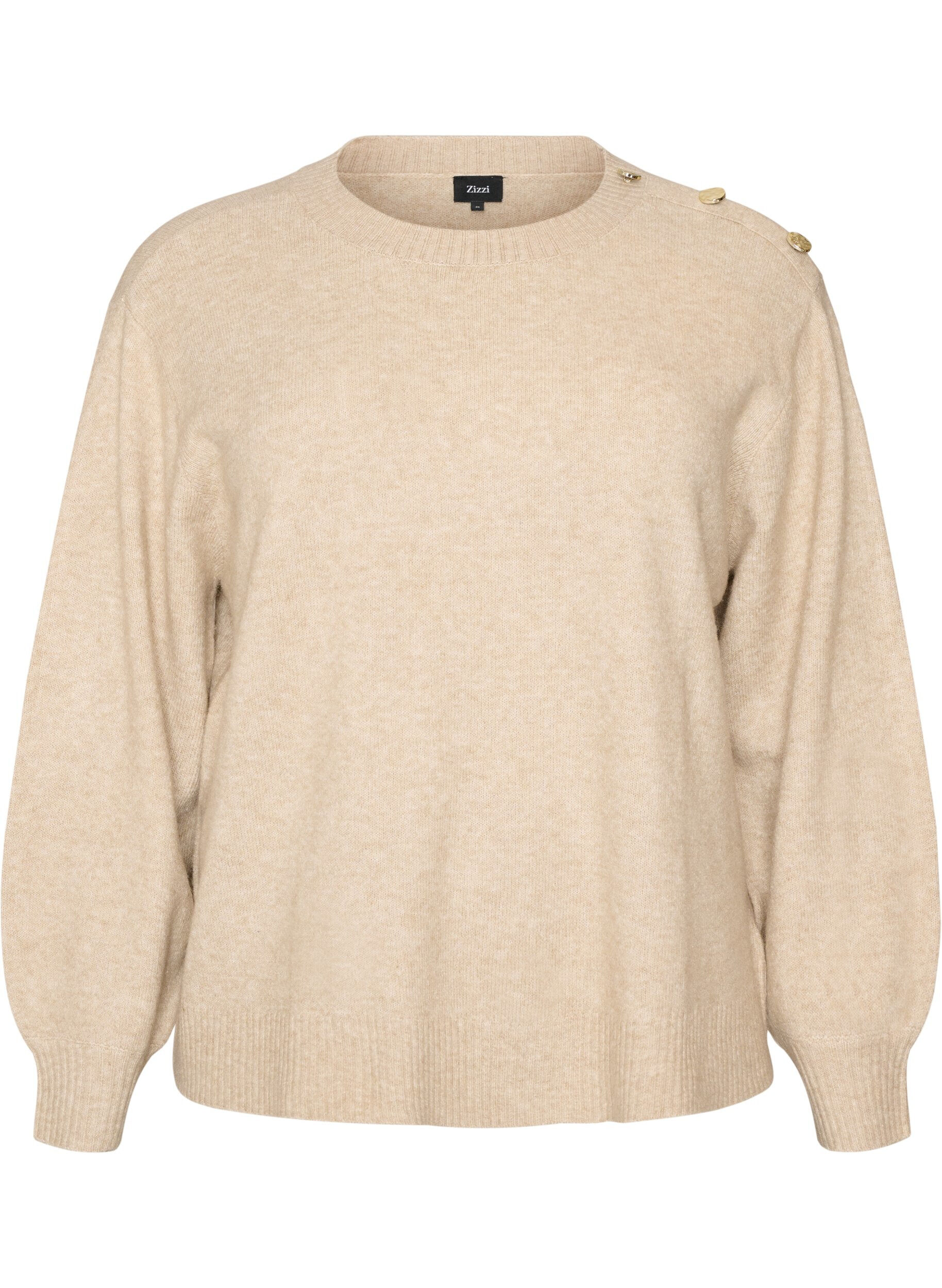 ZizziBreisel blouse met knoopdetail, Beige, Packshot image number 0