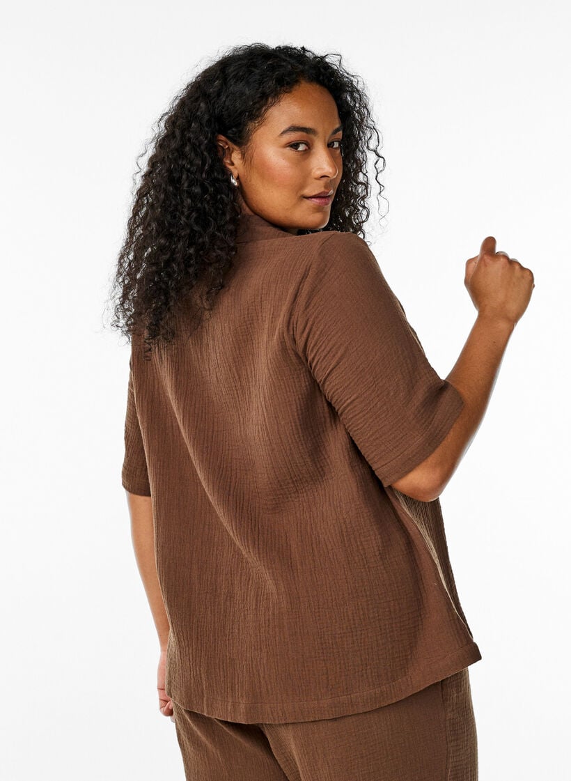 Shirt met korte mouwen van katoen mousseline, Rain Drum, Model
